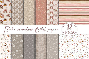 Boho Seamless Digital Paper, a Pattern Graphic by Libby Wishes
