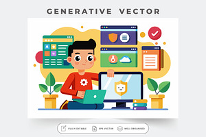 A cartoon character customizes JavaS, a Graphic by SouravDesign