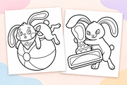 Cute Bunnies Coloring Pages Vol. 3, an Animal Illustration by Inkivelle Studio (Thumbnail 2 of 3)