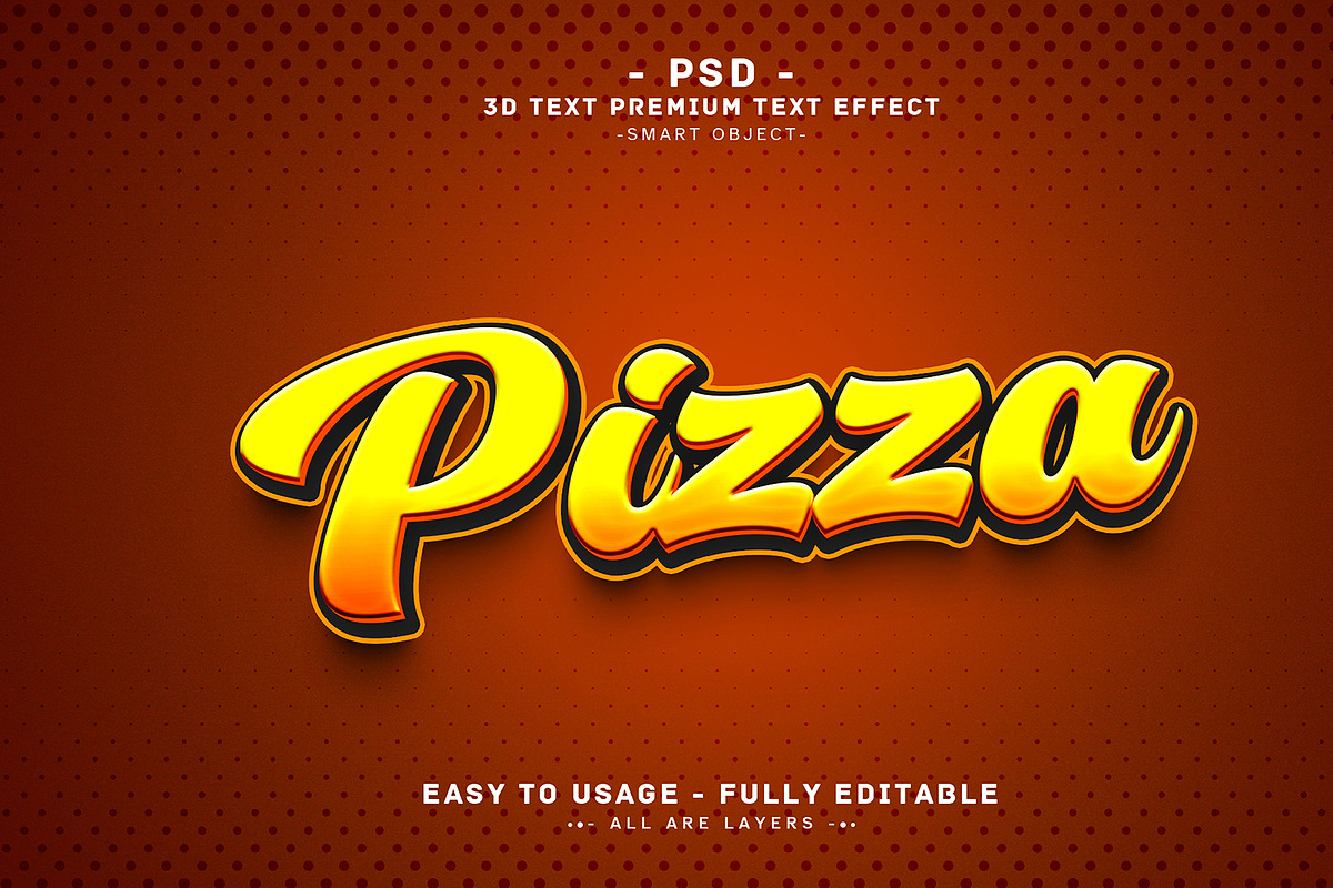 Pizza Editable 3D Text Effect, a Brushes & More by Md Jahidul99