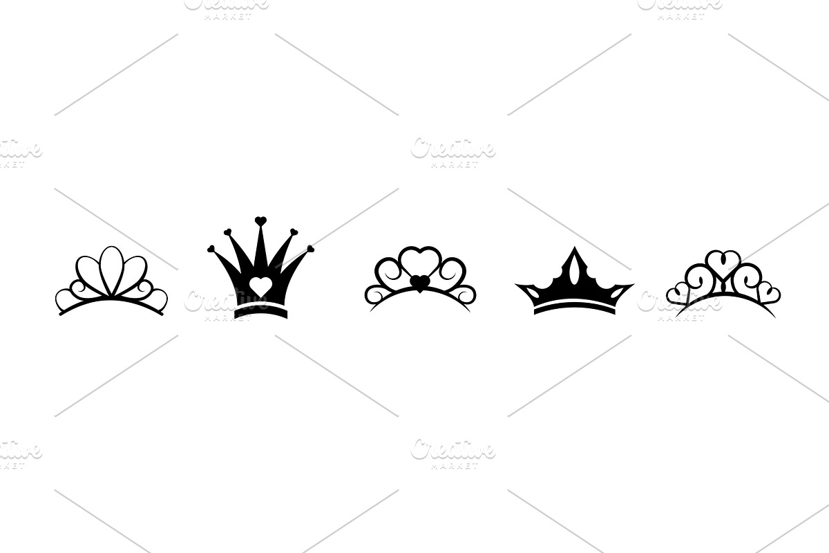 Black crown with diamonds and heart, an Object Illustration by skripnikbb