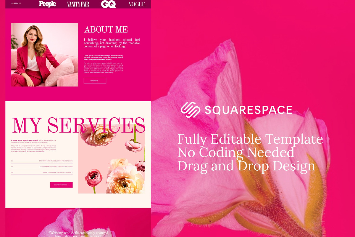 Bold Pink Coach Squarespace Template, a Squarespace Template by Sofia Designs (Photo 4 of 11)