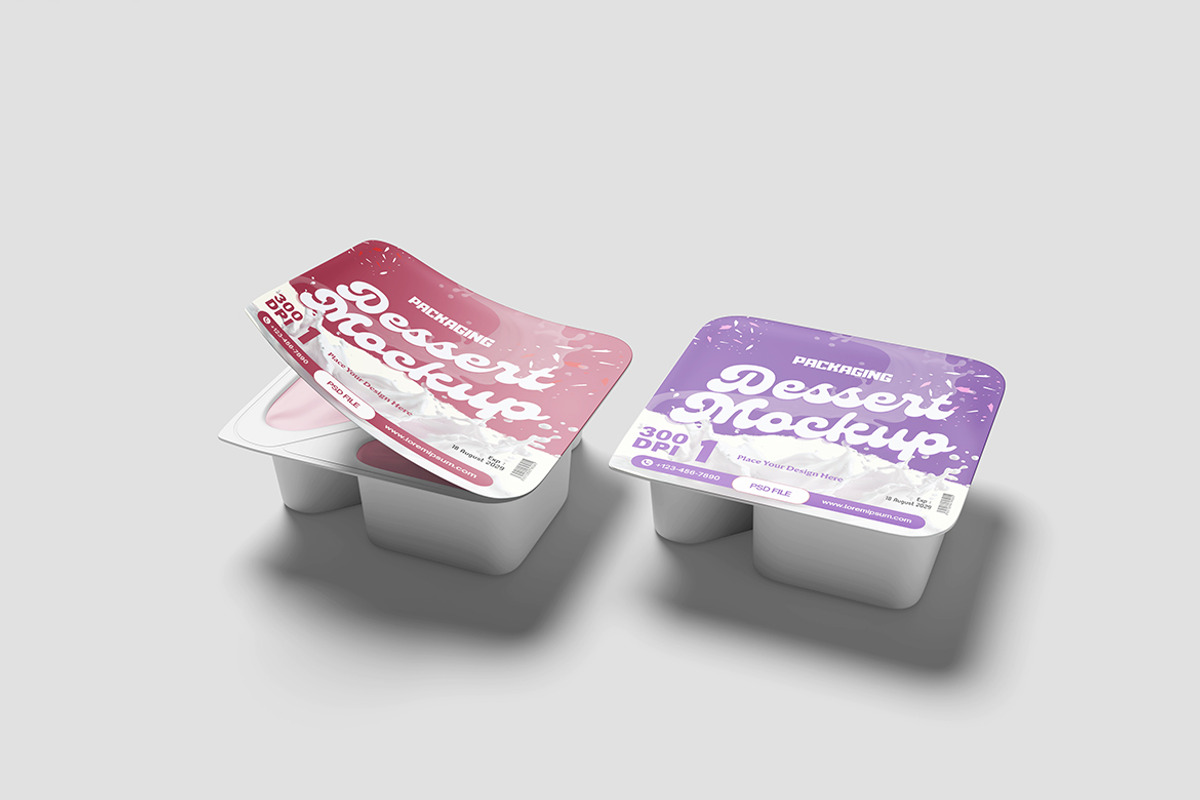 Modern Dessert Packaging Mockup, an Advertising Mockup by bimockup (Photo 3 of 6)