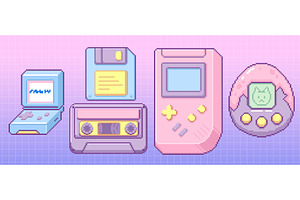 Y2k pixel gadget sticker set - retro, a Technology Illustration by art PVP - market