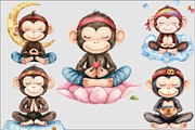 cute monkey meditating Clipart, an Illustration by Design Market (Thumbnail 3 of 5)