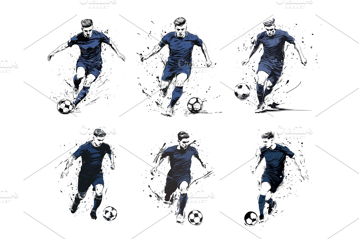 Color ink sketch soccer player, a Sport Illustration by Stock-Smart-Start