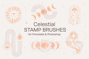 Watercolor Celestial Stamp Brushes