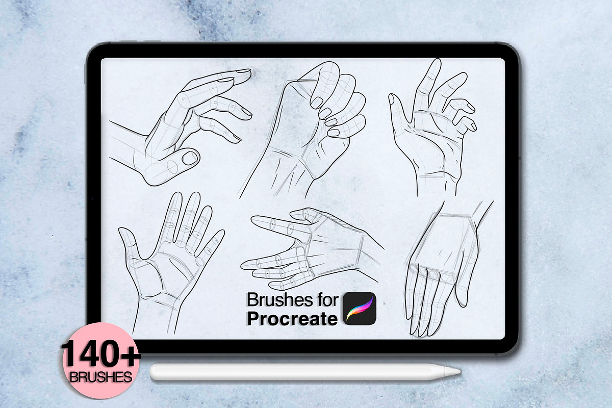 140+ hands anatomy procreate brushes, a Brush Add-On by Arts For Peace (Photo 6 of 9)