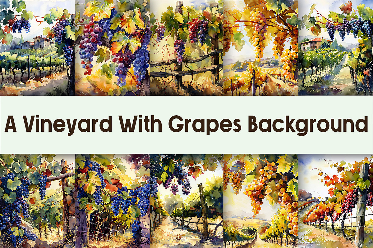 A Vineyard With Grapes Background, a Background Graphic by AdriOP