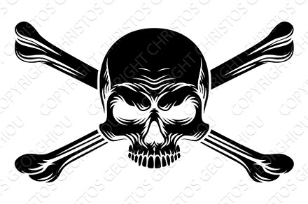 Skull and Crossbones Pirate Crossed