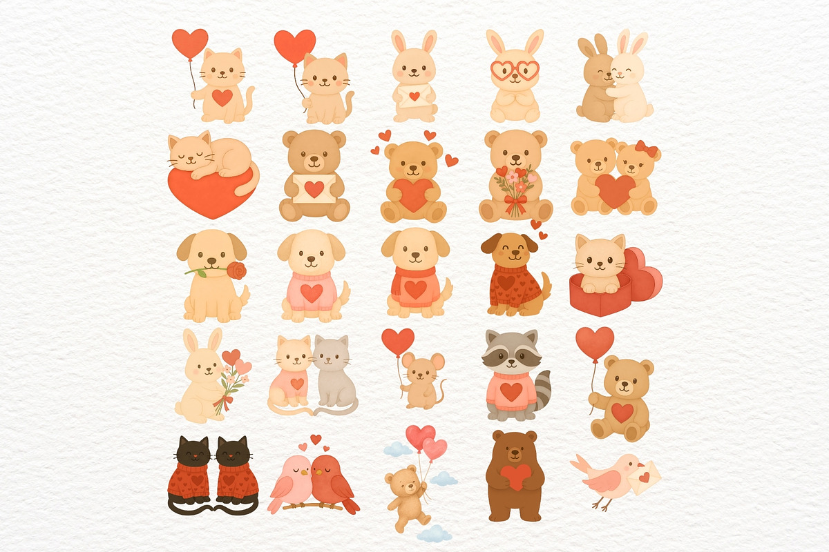 Watercolor Valentine's Day Clipart, an Illustration by Nicolle's Colorful Art (Photo 3 of 7)
