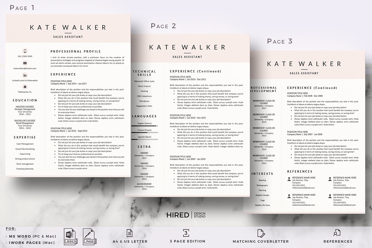 Sales Resume + Cover Letter format, a Resume Template by HIRED Design Studio (Photo 3 of 11)
