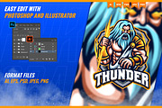 Zeus Thunder God Mascot Esport Logo, a Branding & Logo Template by FNR Graphics (Thumbnail 2 of 5)