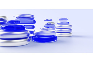 Abstract coin stacks of blue glass, a Finance Illustration by Marozhkastudio