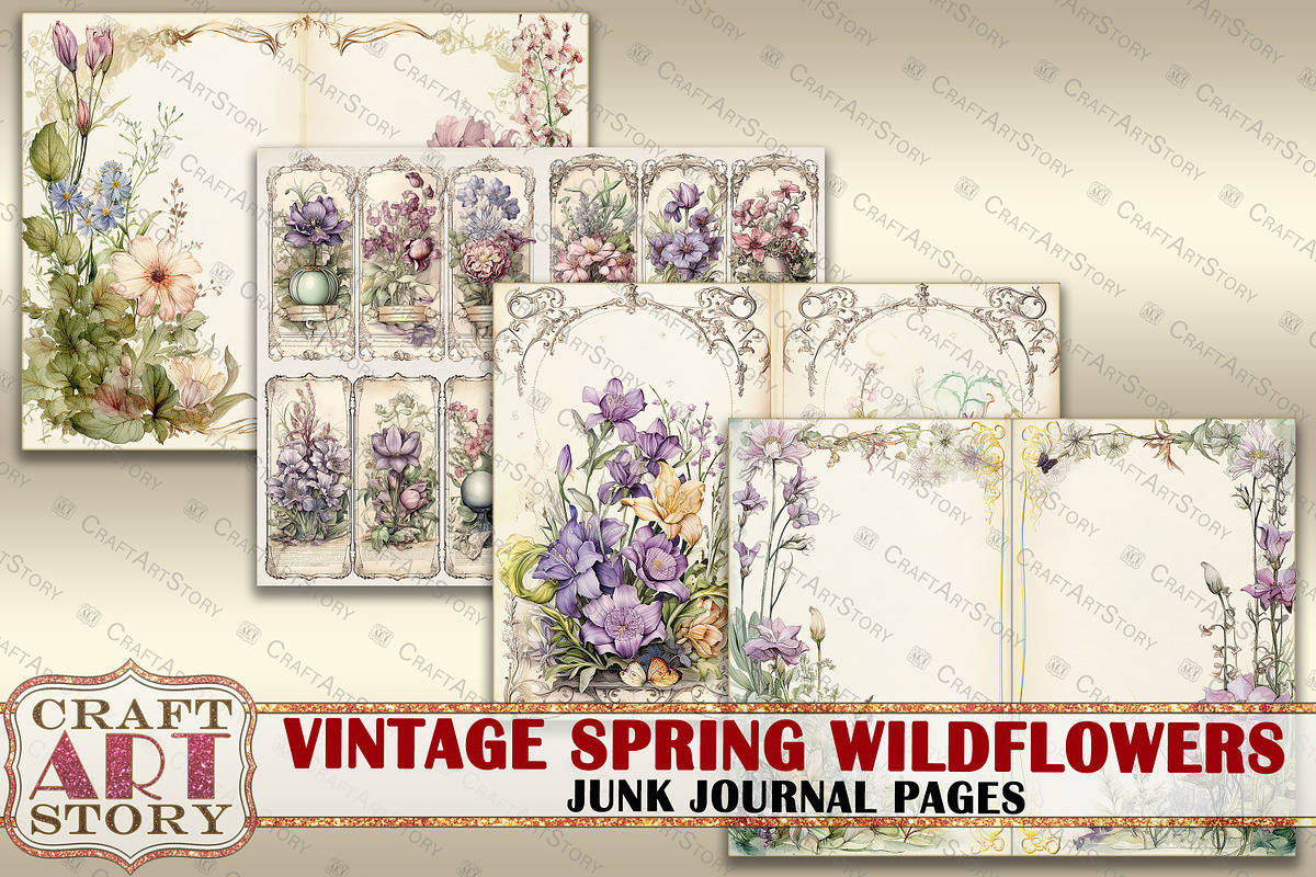 Spring Wildflowers junk journal Page, a Decorative Illustration by CraftArtStory (Photo 4 of 5)