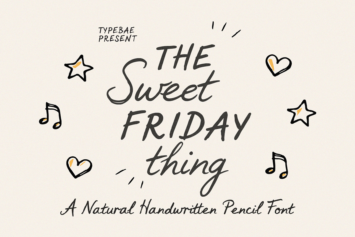 Sweet Friday Thing Font, a Handwritten Font by Typebae (Photo 1 of 8)