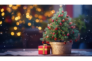 twinkling christmas potted plant ai, a Holiday Photo by pikepicture