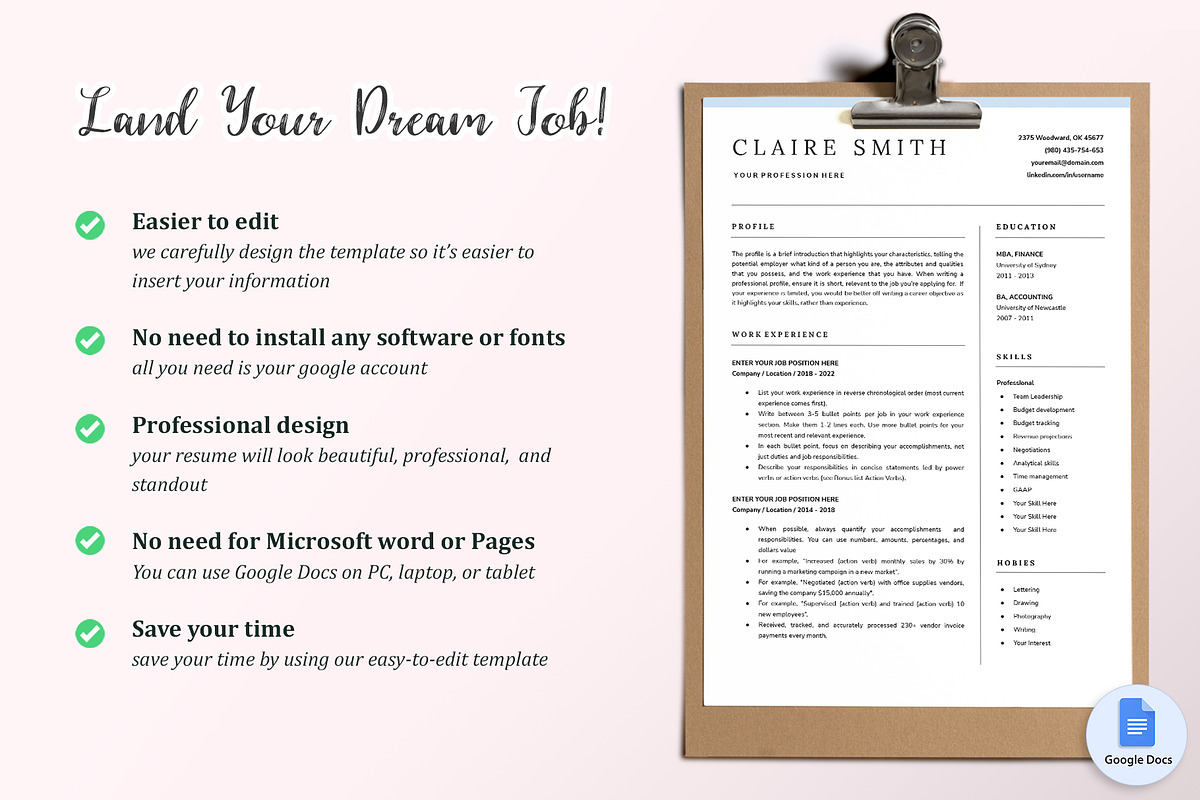 Google Docs Resume CV Template 04, a Resume Template by GResume (Photo 5 of 7)