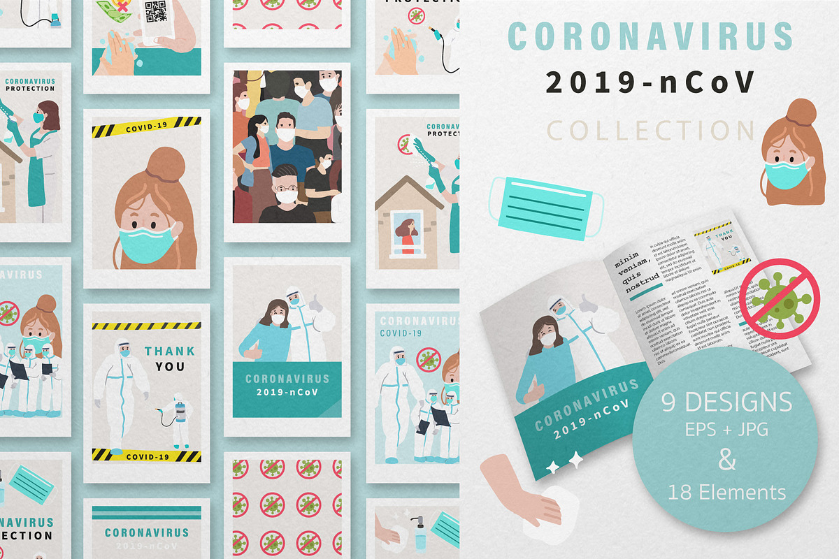 Covid19 design collection1#, a Healthcare Illustration by Piixypeach (Photo 1 of 7)