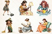Retro Housewife Clipart PNG, an Illustration by Libby Wishes (Thumbnail 2 of 6)