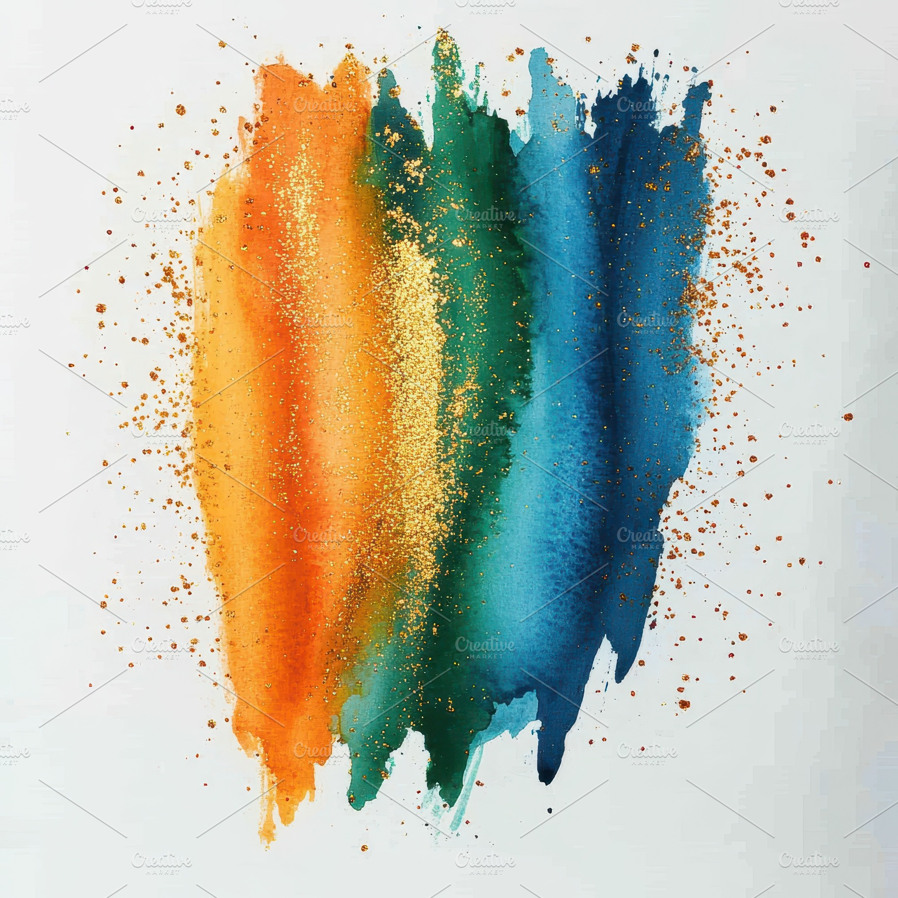Abstract Watercolor Painting Gold Gl, an Abstract Photo by Pixeness Studio