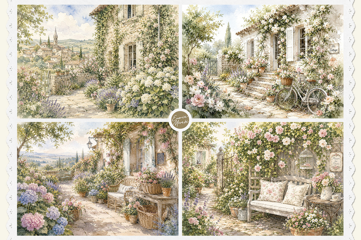 French Cottage Garden Watercolor Set, a Decorative Illustration by Euonia Meraki (Photo 7 of 18)