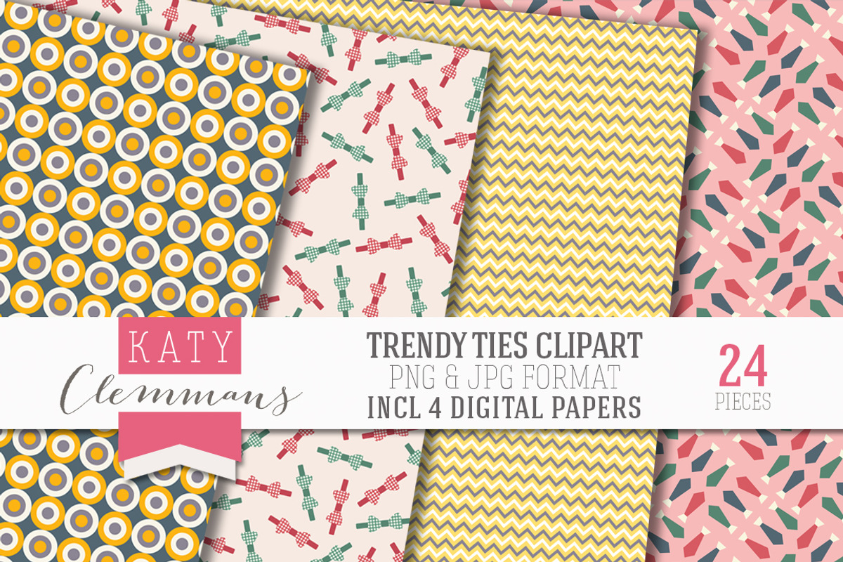 Trendy Ties clip art pack, an Illustration by Katy Clemmans (Photo 5 of 5)