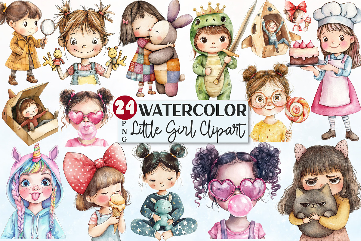 Quirky Little Girl Sublimation Clipa, a Seasonal Illustration by Rose Art (Photo 1 of 3)