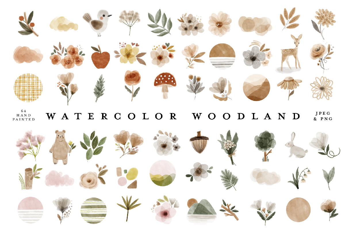 64 Boho Woodland Animal Clipart, an Animal Illustration by beatriceviyiwi (Photo 2 of 6)