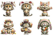 Whimsical Easter Cats Clipart, an Illustration by CraftArtStudio (Thumbnail 3 of 6)