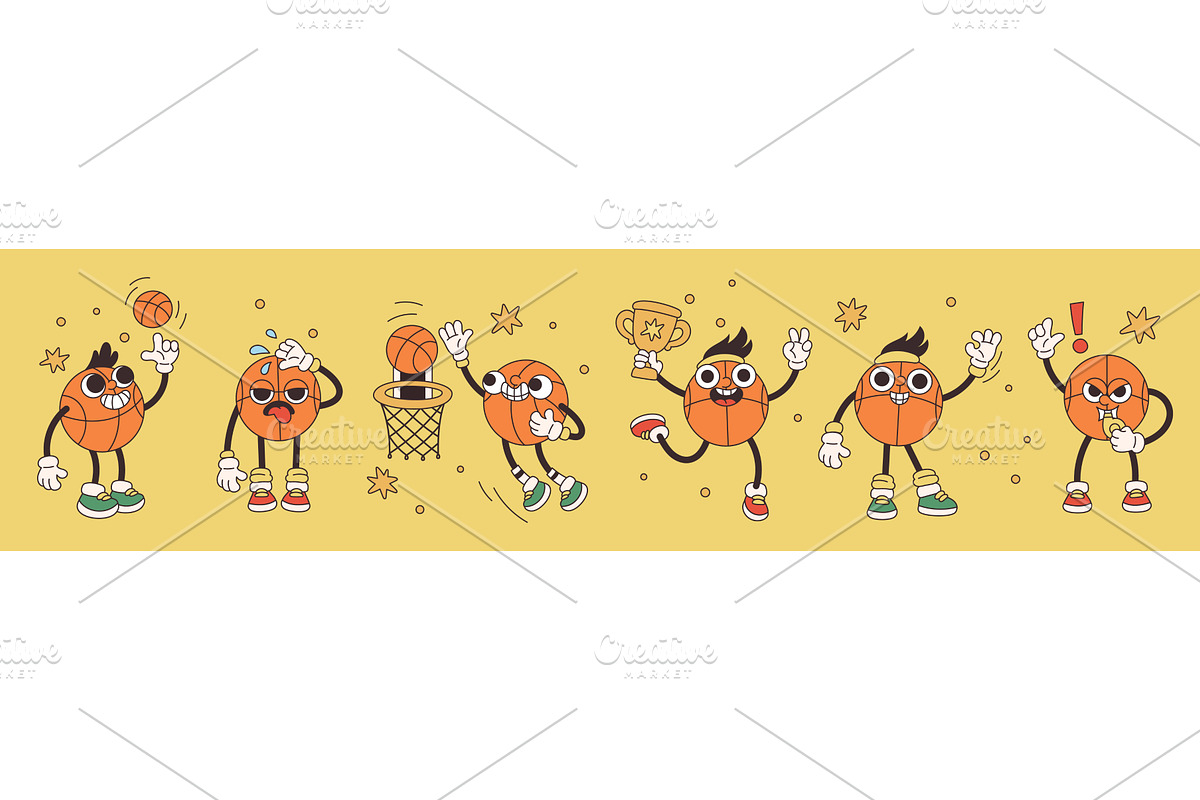 Funny basketball ball characters, a Sport Illustration by YummyBuum