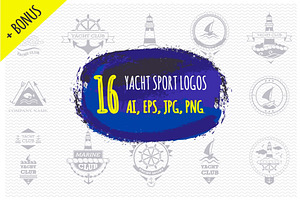 Set of yacht sport logos and emblems