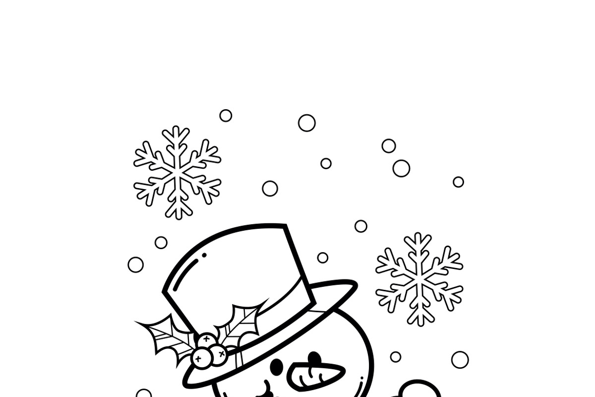 Coloring Page Snowman Illustration, a Seasonal Illustration by MISS CHATZ (Photo 3 of 3)