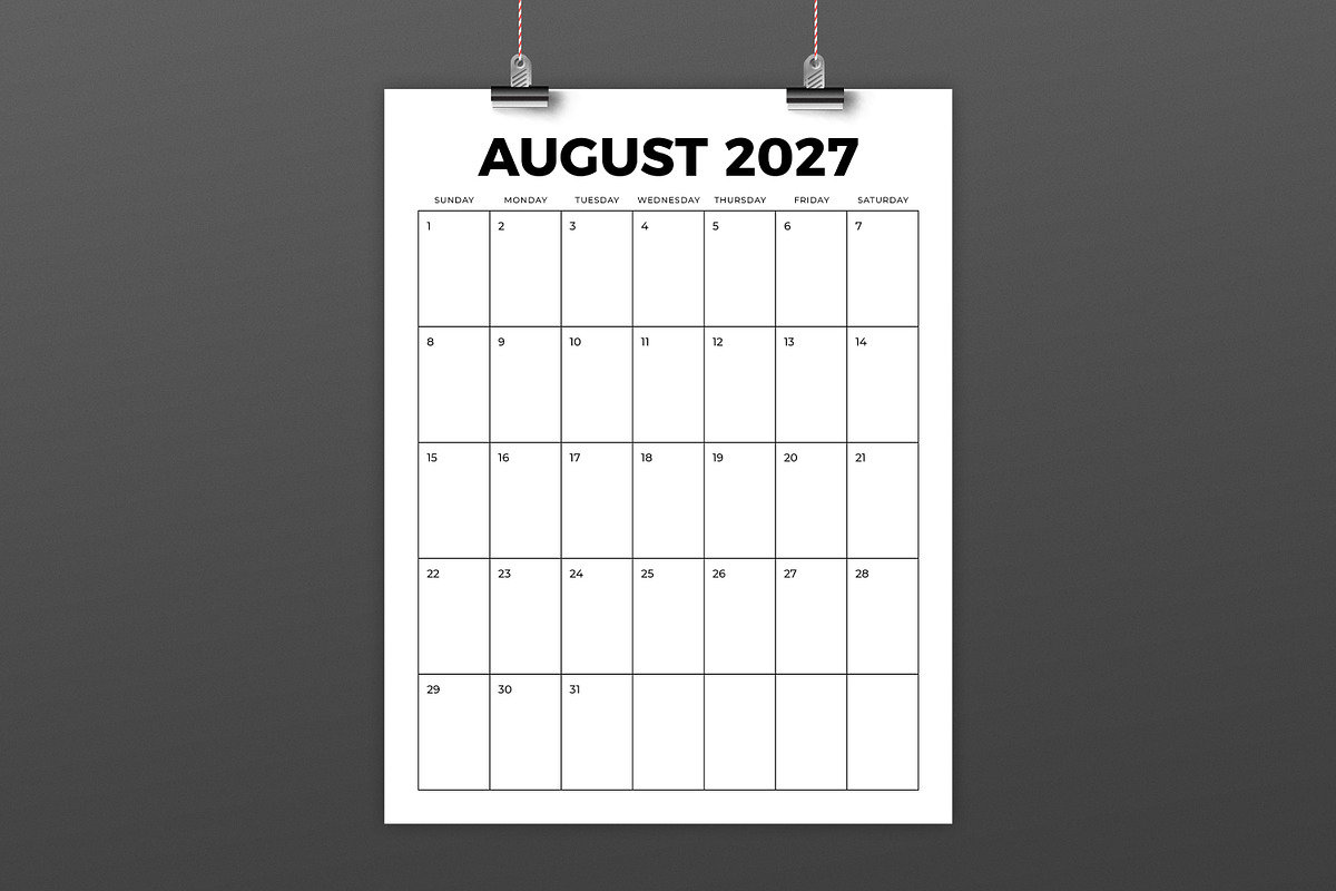 2027 Vertical 8.5x11 Inch Calendar, a Stationery Template by Running With Foxes (Photo 2 of 5)