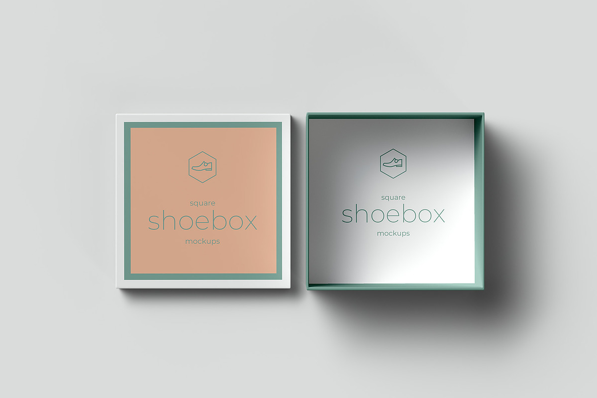 Square Shoe Box Mockup - 8 views, a Cups & Container Mockup by Illusiongraphic (Photo 6 of 20)