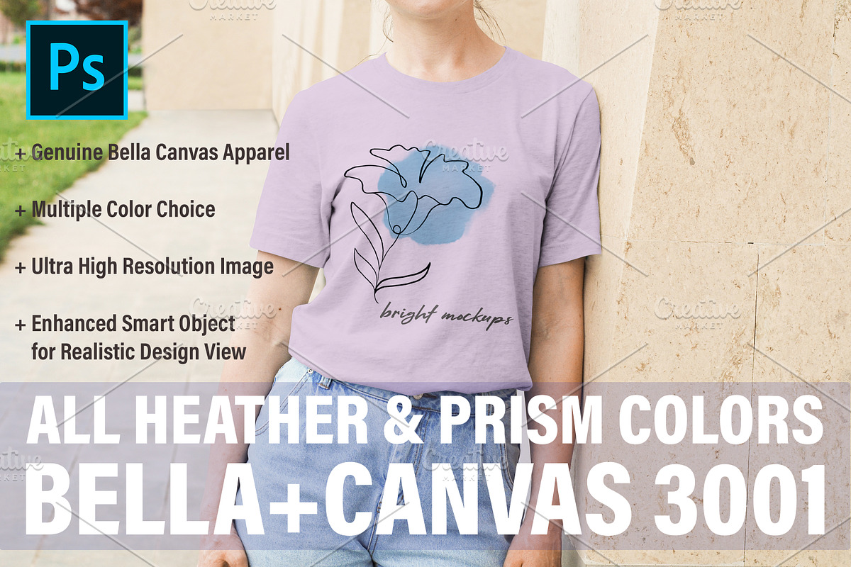 Bella Canvas 3001 Mockup Bundle, a Shirt Mockup by BrightMockups (Photo 5 of 5)