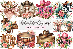 Western Mothers Day Cowgirl Bundle, a Seasonal Illustration by DreamArtGraphic