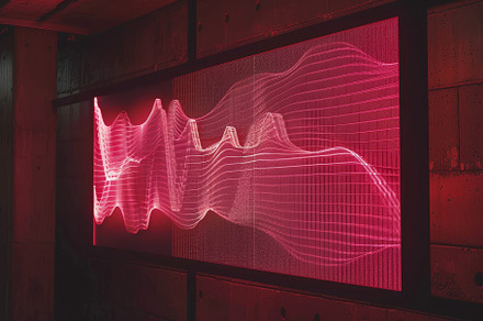 A red light illuminates a wall in a, a Photo by Iftikhar Alam