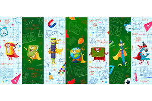 School stationery superheroes, an Illustration by Vector Tradition