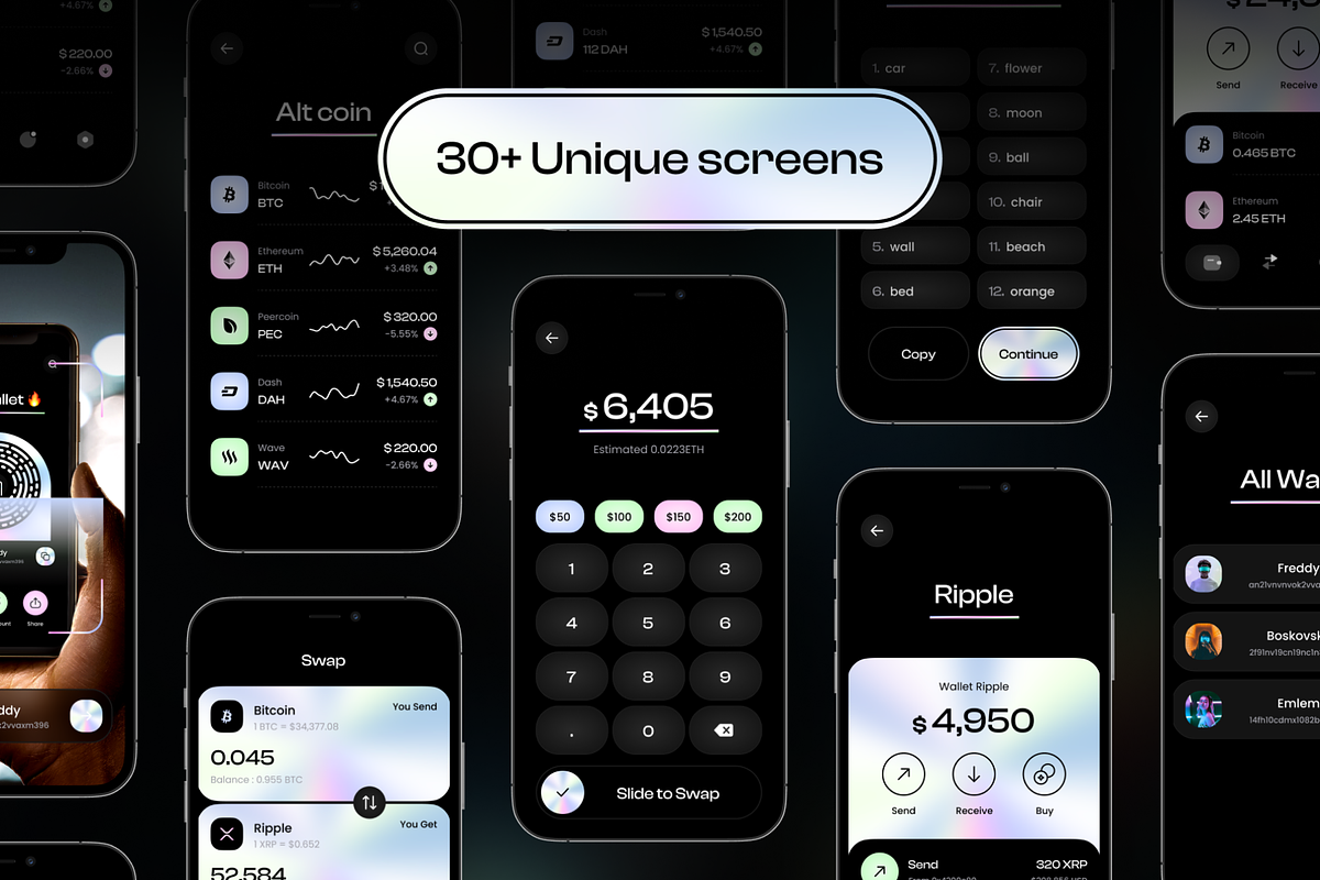 Crypto Wallet UI Kit, an UI Kit Template by Trung (Photo 2 of 6)