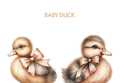 Watercolor Baby Duck ClipArt PNG, an Animal Illustration by VM PARTYS  BY TAIRUMA (Thumbnail 10 of 10)