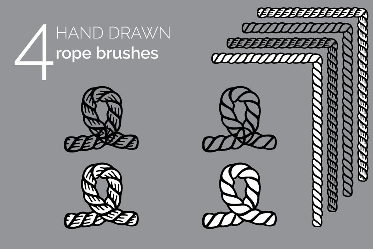 4 Hand Drawn Vintage Rope Brushes preview 2