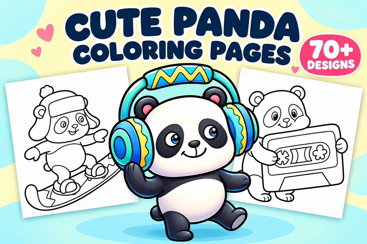 Cute Panda Coloring Pages for Kids, an Animal Illustration by Inkivelle Studio (Photo 1 of 3)