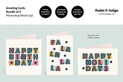 3 Greeting Card Photoshop Mock-Ups, a Print Template by Rocket & Indigo (Thumbnail 1 of 10)
