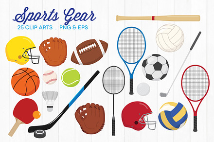 Sports Gear Clip Art, a Sport Illustration by cloudstreetlab