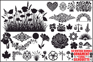 Floral Ornament Silhouette Bundle