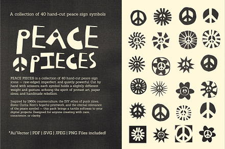 Peace Pieces 40 Hand-Cut Peace Icons, a Solid Icon by Madeline ODonoghue Design