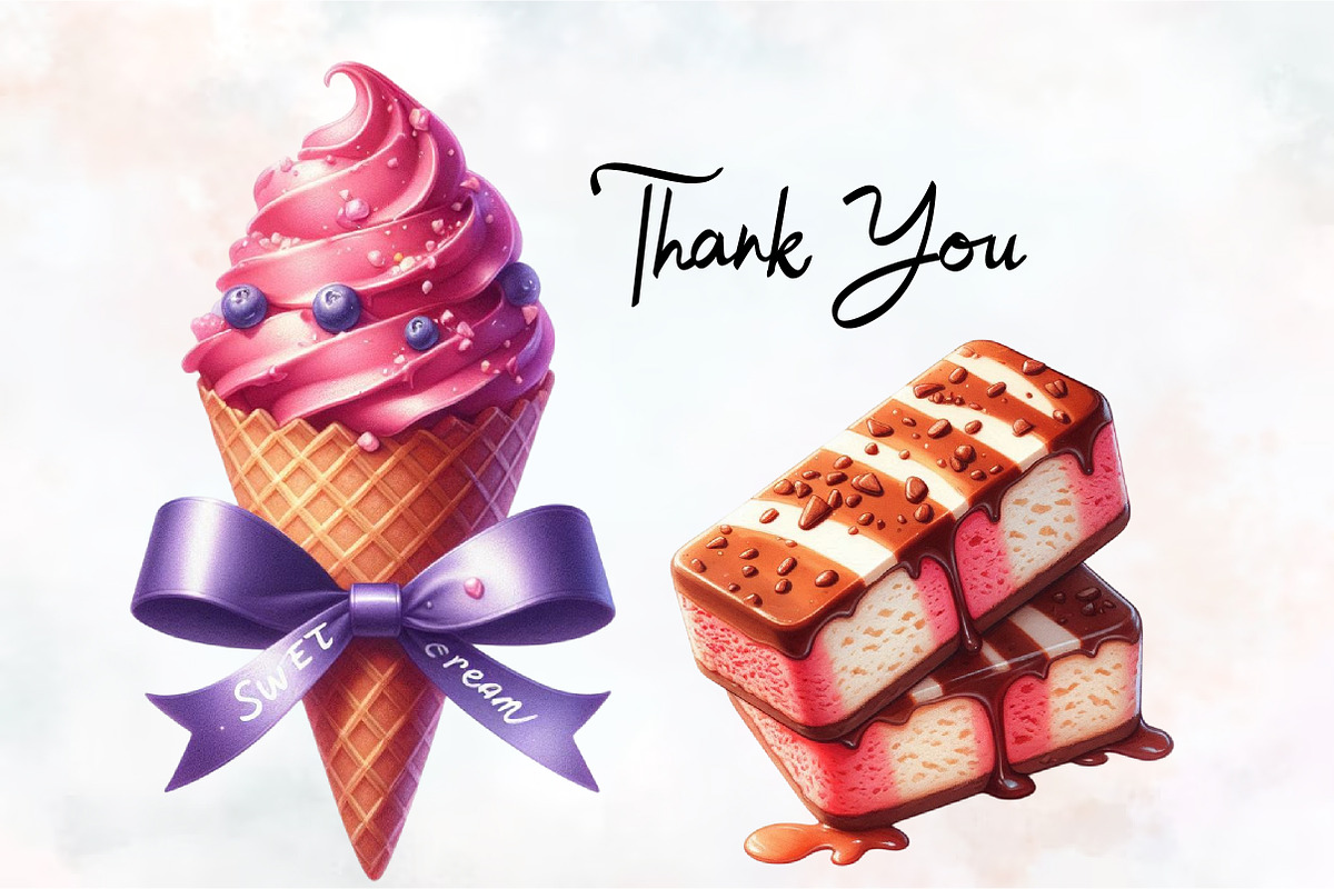 Ice Cream Watercolor Cliparts, an Illustration by RobertsArt (Photo 5 of 8)