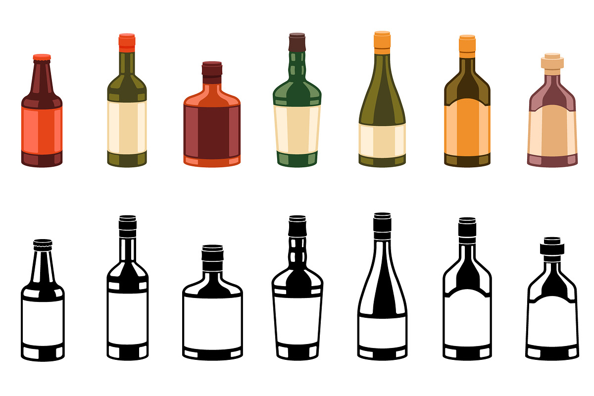 Alcohol bottles. Alcohol icon, an Icon by Mark Skitsky