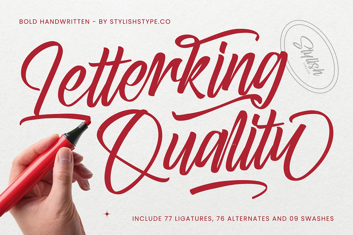 Letterking Quality Bold Handwritten, a Script Font by stylishtype.co (Photo 1 of 20)